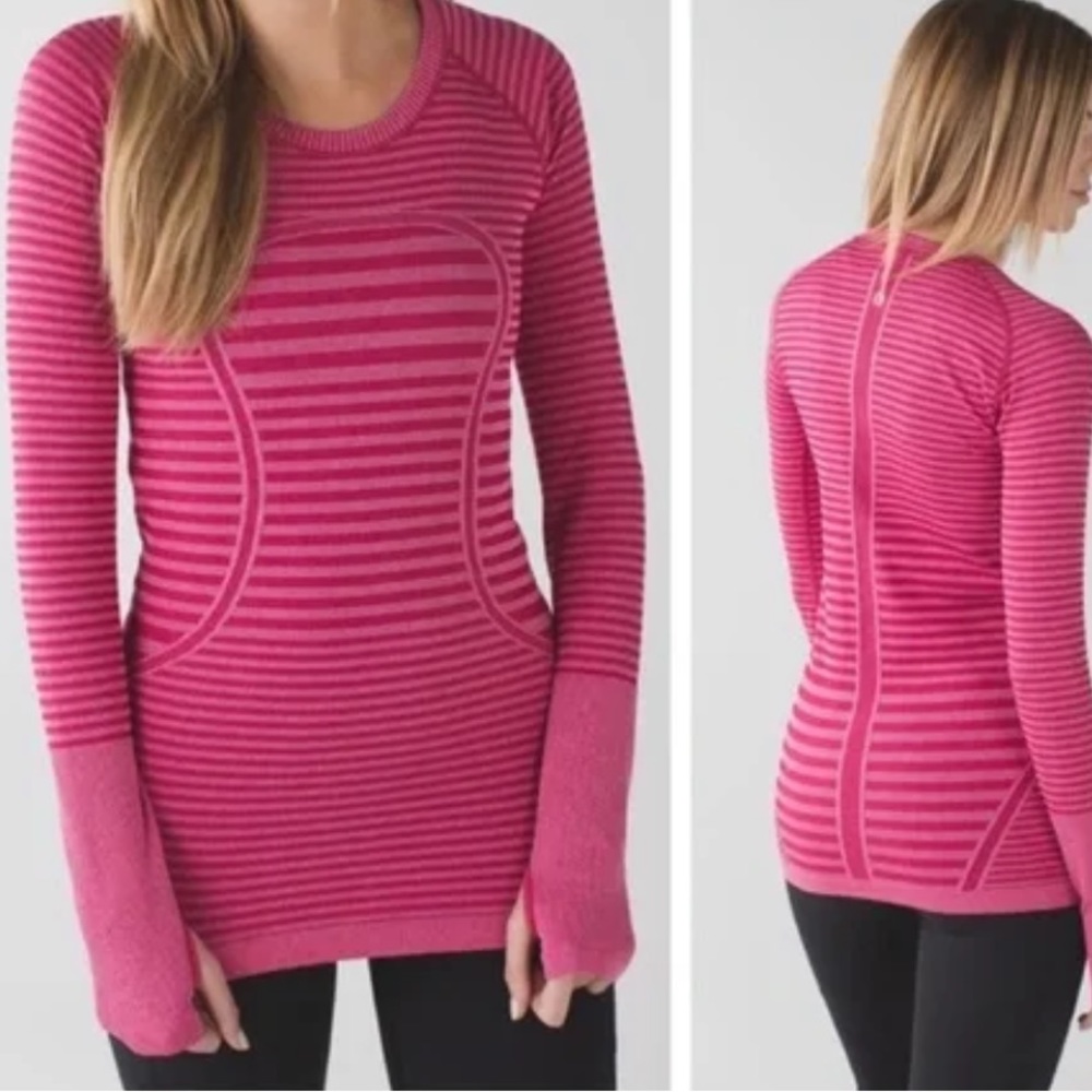 Lululemon Swiftly Tech Long Sleeve Crew in Heathered Berry Rumble Sz 4